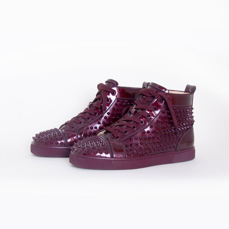 Christian Louboutin - Patent Leather Spike High Tops - Burgundy